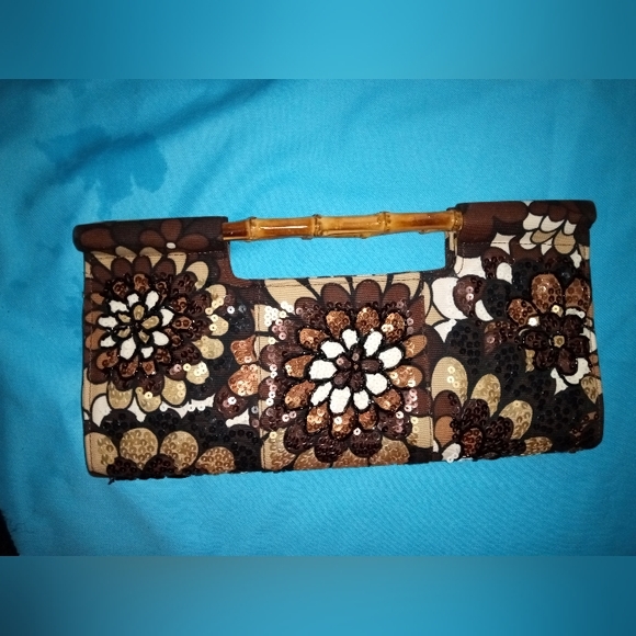 The Limited Brown Floral Clutch - Picture 1 of 5